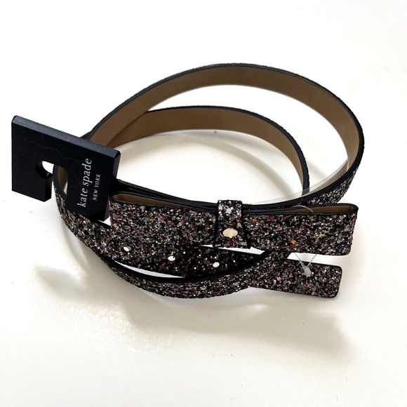 NWT Original KATE SPADE Glitter Bow Leather Belt KS2100663C 3/4\